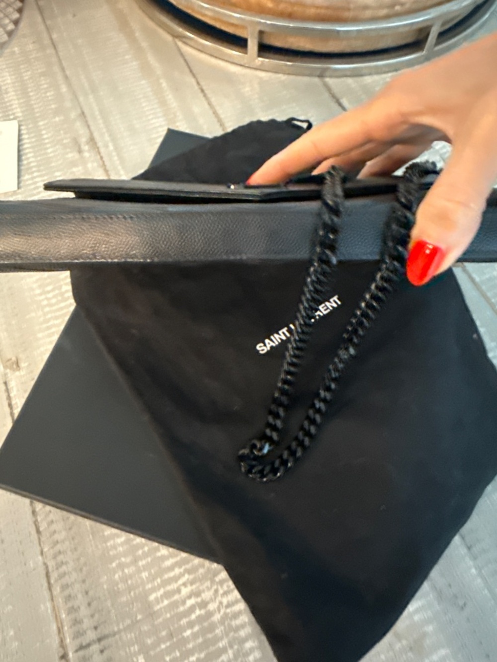 Saint Laurent Classic Cassandre Chain Wallet in Grain de Poudre leather bag - Picture 5 of 11